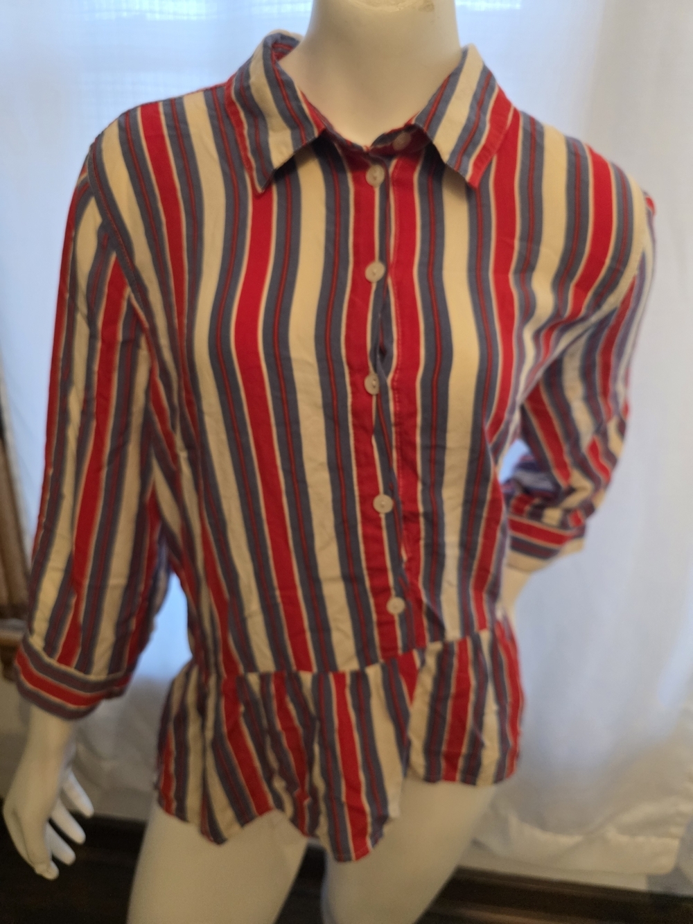 Velvet Heart Red, Blue & White Striped Button-Up Top